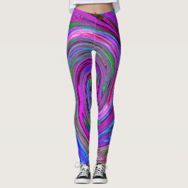 Farbenfrohe Magenta Swirl Retro Abstraktes Design Leggings