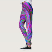 Farbenfrohe Magenta Swirl Retro Abstraktes Design Leggings (Links)