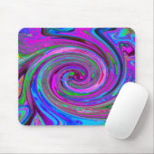Farbenfrohe Magenta Swirl Retro Abstraktes Design Mousepad (Mit Mouse)