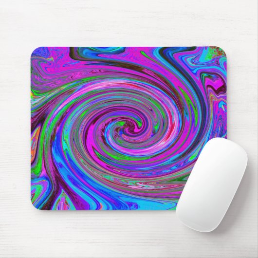 Farbenfrohe Magenta Swirl Retro Abstraktes Design Mousepad (Mit Mouse)