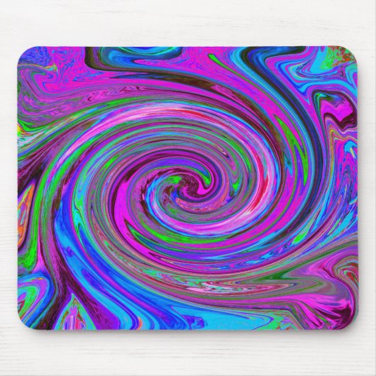 Farbenfrohe Magenta Swirl Retro Abstraktes Design Mousepad (Vorne)
