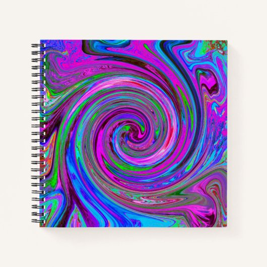 Farbenfrohe Magenta Swirl Retro Abstraktes Design Notizblock (Vorderseite)