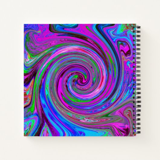 Farbenfrohe Magenta Swirl Retro Abstraktes Design Notizblock (Rückseite)