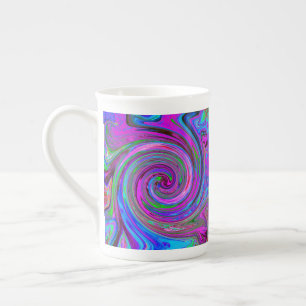 Farbenfrohe Magenta Swirl Retro Abstraktes Design Porzellantasse