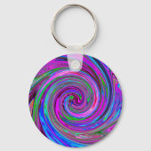 Farbenfrohe Magenta Swirl Retro Abstraktes Design Schlüsselanhänger (Vorderseite)