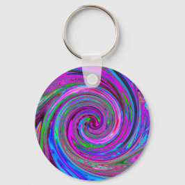 Farbenfrohe Magenta Swirl Retro Abstraktes Design Schlüsselanhänger