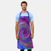Farbenfrohe Magenta Swirl Retro Abstraktes Design Schürze (Getragen)