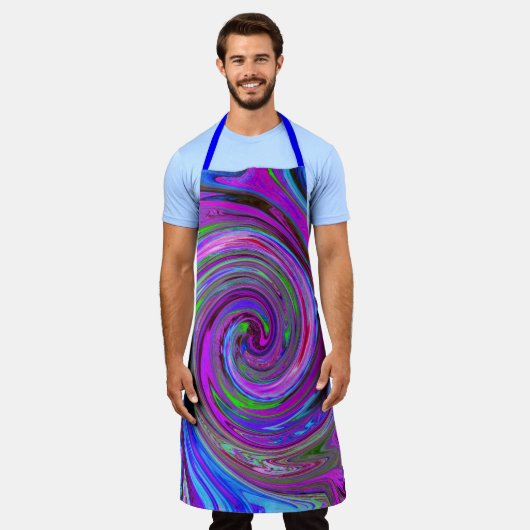 Farbenfrohe Magenta Swirl Retro Abstraktes Design Schürze (Getragen)
