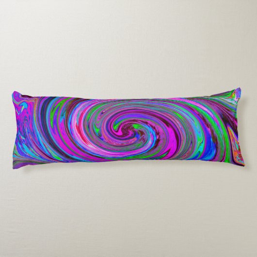 Farbenfrohe Magenta Swirl Retro Abstraktes Design Seitenschläferkissen (Rückseite)