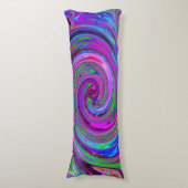 Farbenfrohe Magenta Swirl Retro Abstraktes Design Seitenschläferkissen (Vorderseite Vertikal)