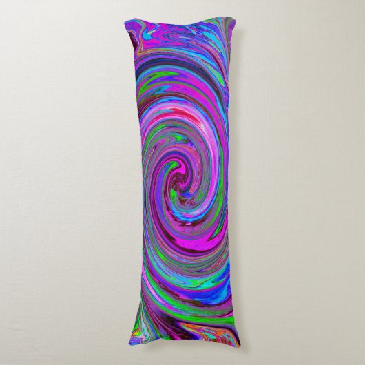 Farbenfrohe Magenta Swirl Retro Abstraktes Design Seitenschläferkissen (Vorderseite Vertikal)