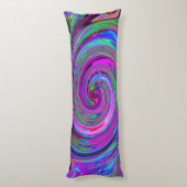 Farbenfrohe Magenta Swirl Retro Abstraktes Design Seitenschläferkissen (Rückseite (Vertikal))