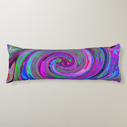 Farbenfrohe Magenta Swirl Retro Abstraktes Design Seitenschläferkissen (Vorderseite)