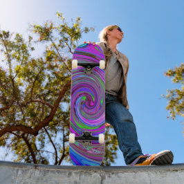 Farbenfrohe Magenta Swirl Retro Abstraktes Design Skateboard