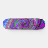 Farbenfrohe Magenta Swirl Retro Abstraktes Design Skateboard (Horizontal)