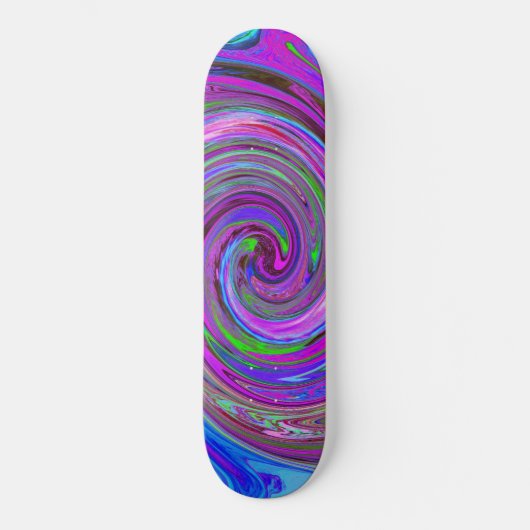 Farbenfrohe Magenta Swirl Retro Abstraktes Design Skateboard (Vorderseite)
