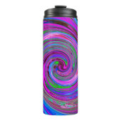 Farbenfrohe Magenta Swirl Retro Abstraktes Design Thermosbecher (Vorderseite)