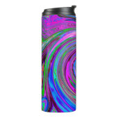 Farbenfrohe Magenta Swirl Retro Abstraktes Design Thermosbecher (Nach links gedreht)