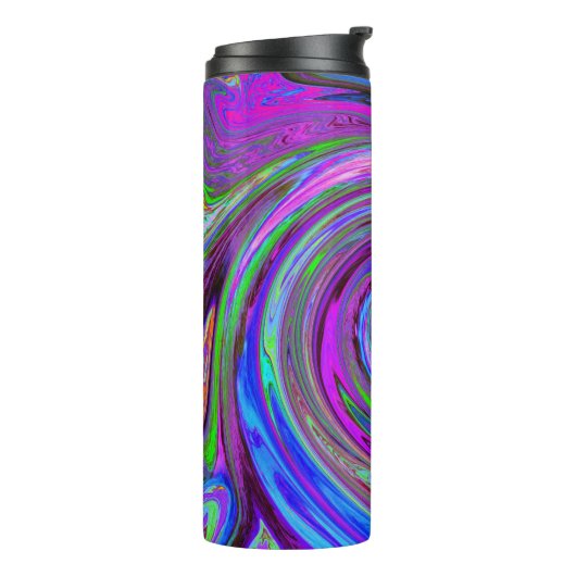 Farbenfrohe Magenta Swirl Retro Abstraktes Design Thermosbecher (Nach links gedreht)