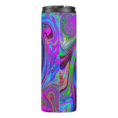 Farbenfrohe Magenta Swirl Retro Abstraktes Design Thermosbecher (Rückseite)