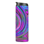 Farbenfrohe Magenta Swirl Retro Abstraktes Design Thermosbecher (Nach rechts gedreht)