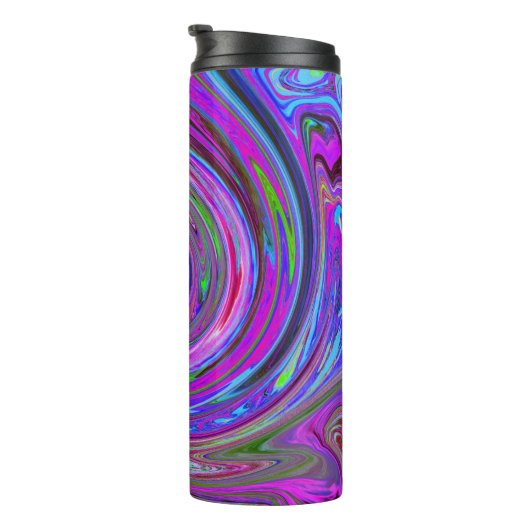 Farbenfrohe Magenta Swirl Retro Abstraktes Design Thermosbecher (Nach rechts gedreht)