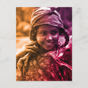 Farbenfrohe Maghreb tunesische Djerba-Frau Postca Postkarte
