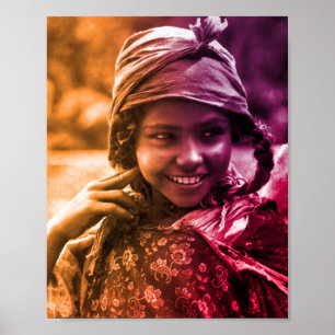 farbenfrohe Maghreb tunesische Djerba-Girl Poster