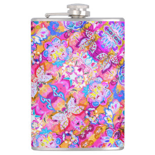 Farbenfrohe Magie abstrakt blumenreich Flachmann