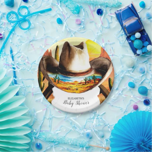 Farbenfrohe Magie Kleine Cowboy Babydusche Pappteller (Party)