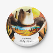 Farbenfrohe Magie Kleine Cowboy Babydusche Pappteller (Vorderseite)