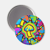 Farbenfrohe Magie Pilze Magnet (Vorderseite/Rückseite)