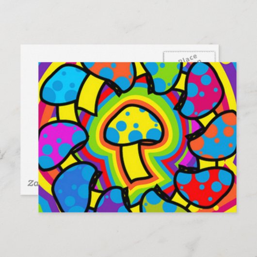 Farbenfrohe Magie Pilze Postkarte (Vorne/Hinten)