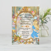 Farbenfrohe magische Alice's Wunderland Tee Geburt Einladung (Stehend Vorderseite)