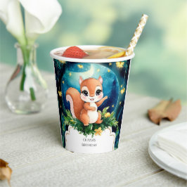Farbenfrohe magische Eichhörnchen Geburtstag Pappbecher