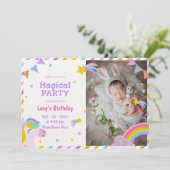 Farbenfrohe magische Einheit mit Foto Einladung (Stehend Vorderseite)