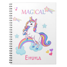 Farbenfrohe magische Einhorn- und Regenbogenfolie Notizblock