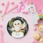 Farbenfrohe magische Eule zum Geburtstag Pappteller (Party)