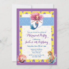 Farbenfrohe magische Meerjungfrau Geburtstagsparty Einladung