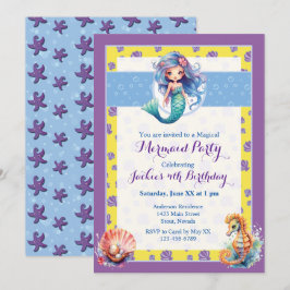Farbenfrohe magische Meerjungfrau Geburtstagsparty Einladung