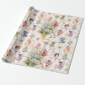 Farbenfrohe magische Niedliche Blumenflocken Gold  Geschenkpapier (Ungerollt)