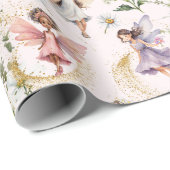 Farbenfrohe magische Niedliche Blumenflocken Gold  Geschenkpapier (Rolleneckpunkt)