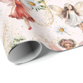 Farbenfrohe magische Niedliche Blumenflocken Gold  Geschenkpapier (Rolleneckpunkt)