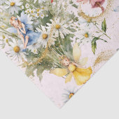 Farbenfrohe magische Niedliche Blumenflocken Gold  Seidenpapier (Detail)