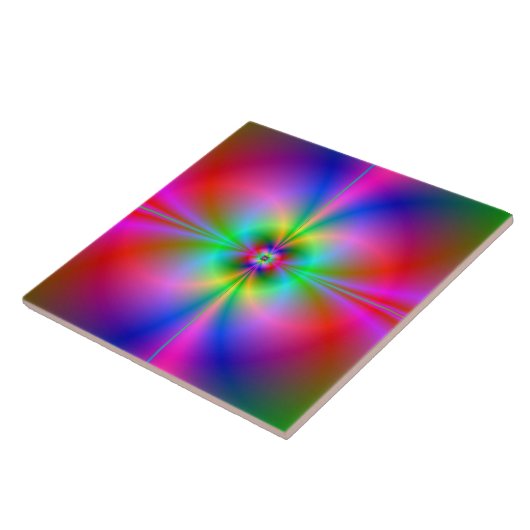Farbenfrohe Magnetosphäre Rainbow Fraktal Art Fliese (Seite)