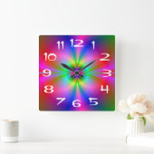 Farbenfrohe Magnetosphäre Rainbow Fraktal Art Quadratische Wanduhr (Zuhause)