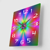 Farbenfrohe Magnetosphäre Rainbow Fraktal Art Quadratische Wanduhr (Winkel)