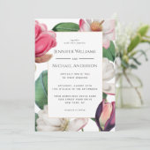 Farbenfrohe Magnolienblüten Boho Blumenzehen Einladung (Stehend Vorderseite)