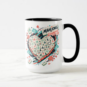 Farbenfrohe Mahjong-Kacheln Asiatisches Spielnacht Tasse