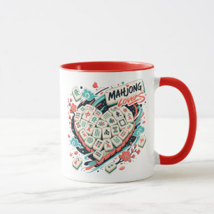 Farbenfrohe Mahjong-Kacheln Asiatisches Spielnacht Tasse